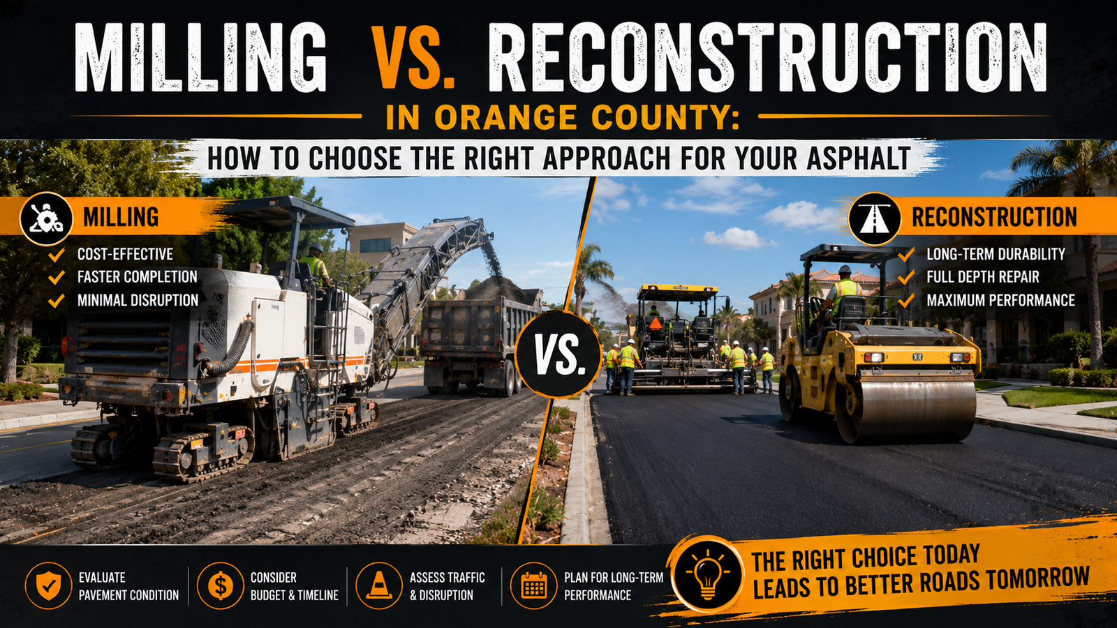 Milling vs. Reconstruction in Orange County: How to Choose the Right Approach for Your Asphalt